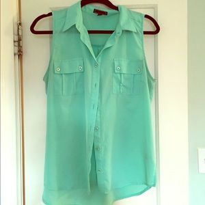 Mint/turquoise button up tank