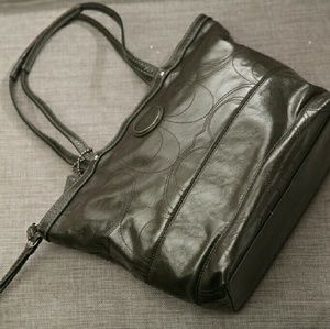 COACH Signature Stripe Patent Leather Women