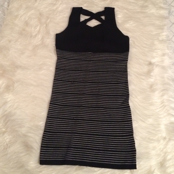 Black and white striped dress
