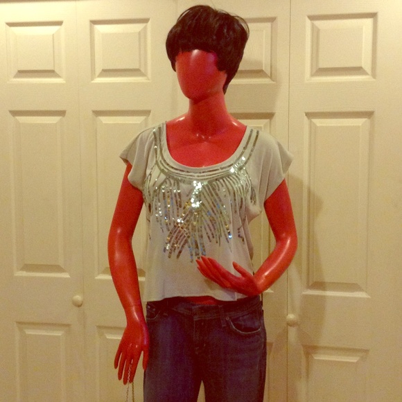 Blue sequin top NWT