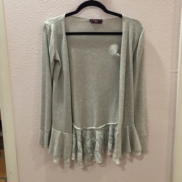 Grey cardigan with lace detail