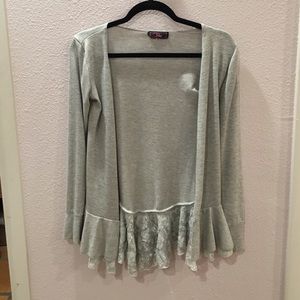 Grey cardigan with lace detail