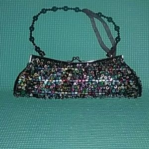 Sequins detail mult-color clutch