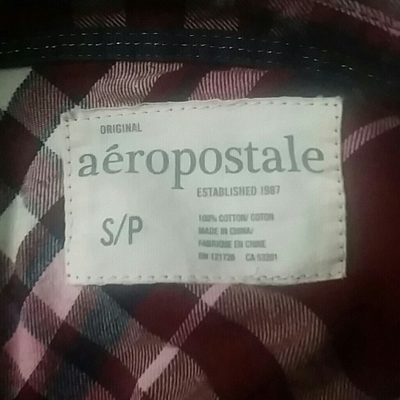 Aeropostale Maroon Long Sleeve Buttoned Shirt - Picture 4 of 4