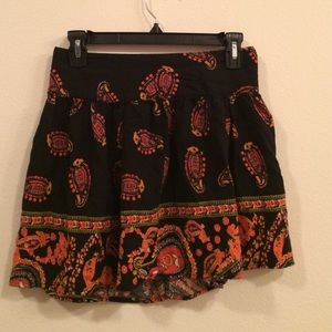 High waisted black and orange mini skirt