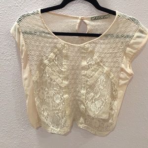cream colored lace cropped blouse