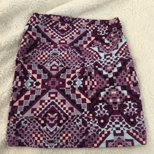 purple, pink, and blue tribal print pencil skirt