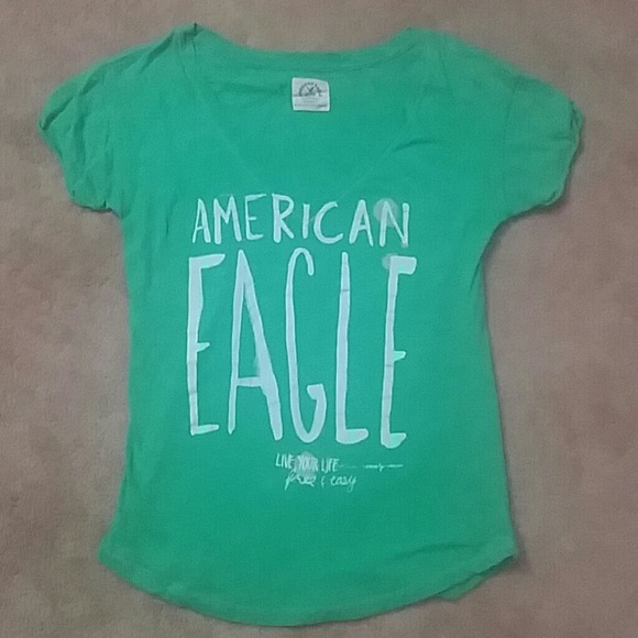 American Eagle Green Short Sleeve Shirt Top - Picture 1 of 4