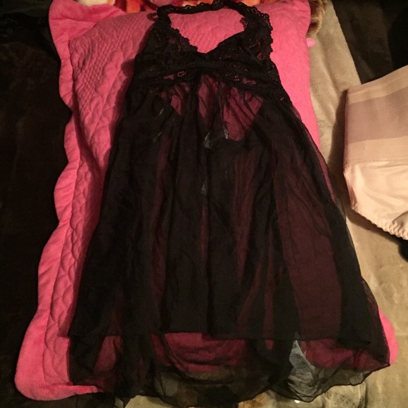 lace black lingerie Top. with thong