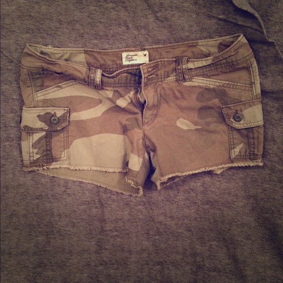 Camo print cargo cut offs