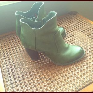 Green booties with 3" heel