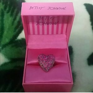 Pink crystal betsey Johnson ring
