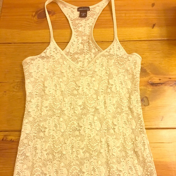 Victoria Secrets Lace Tan/Ivory Tank, Size M