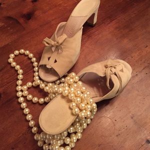 Giorgio Armani suede slip on heels