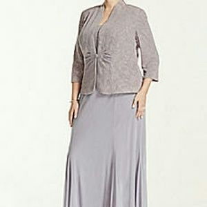 Plus Size 3/4 Sleeve Glitter Jacket Dress