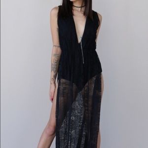 Body suit mesh maxi dress