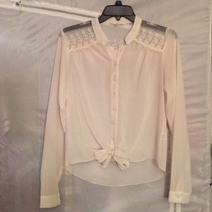 White see-through long sleeve with lace