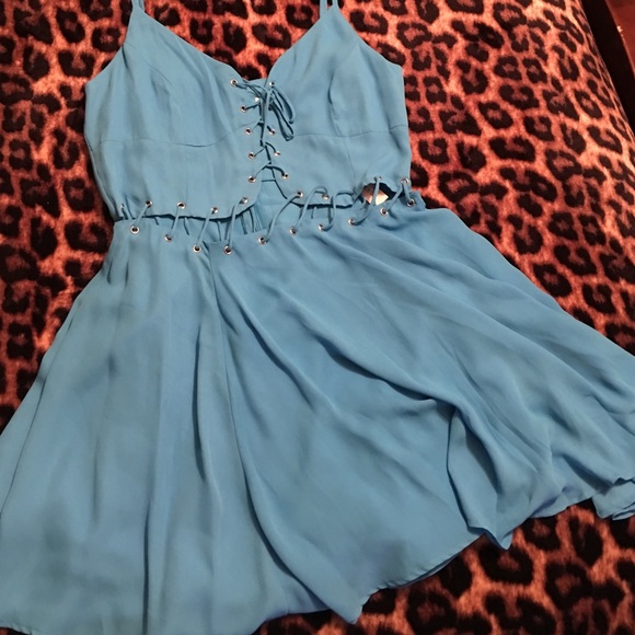 Woman's turquoise dress