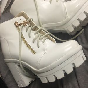 White platform boots
