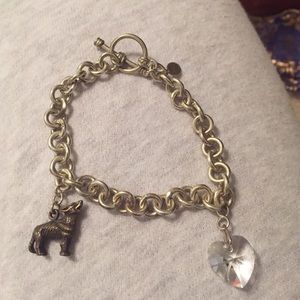 Swarovski heart and wolf charm bracelet