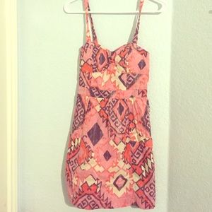 Pink tribal print dress with POCKETS!!