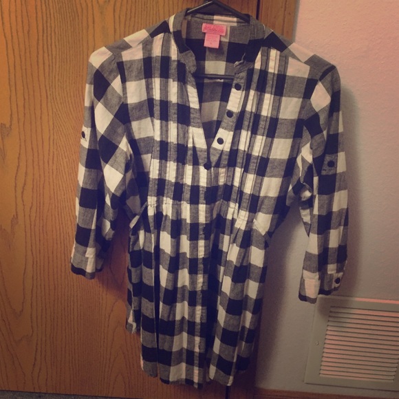 Casual Plaid Baby Doll Button Down Blouse