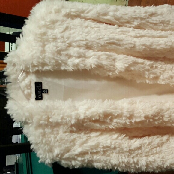 SOLD.  Cream white fur coat