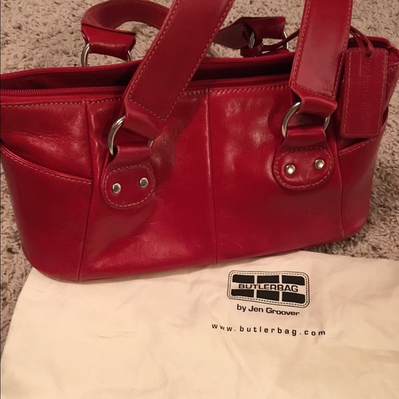 Red leather Butler Bag