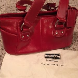 Red leather Butler Bag