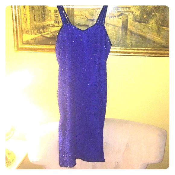 1950's Lauren Kazar beaded blue cocktail dress!