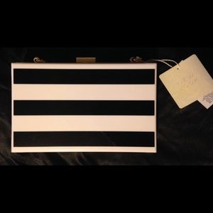 New Look clutch - black & white w/gold detail