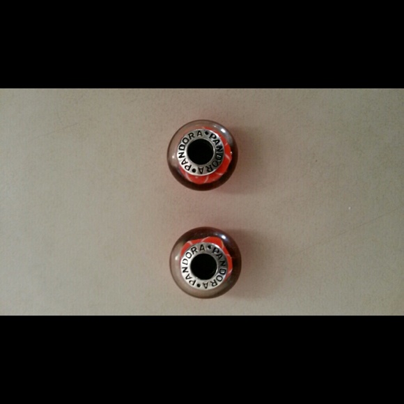 Set of 2 Authentic Pandora Coral red Murano charms - Picture 3 of 3