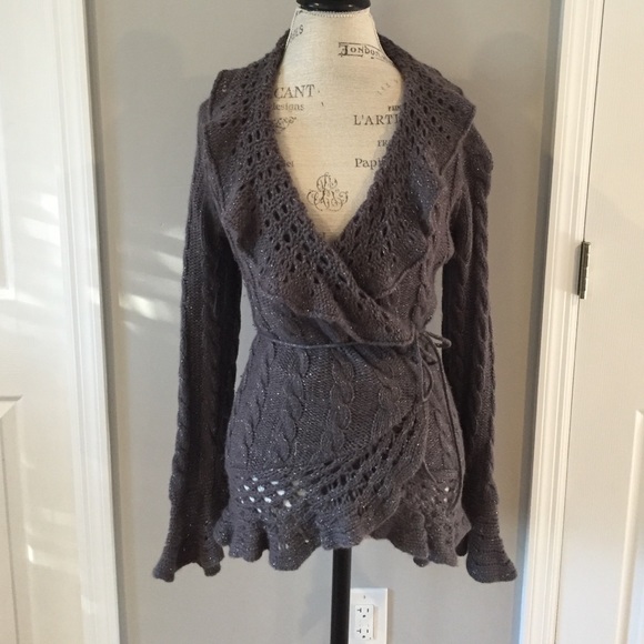 Arden B Sparkly wrap Sweater