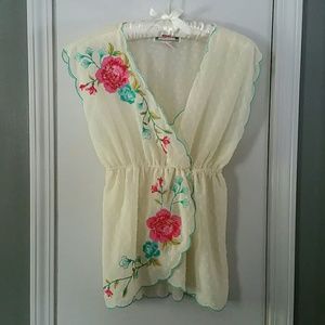 Cream Embroidered Floral Top