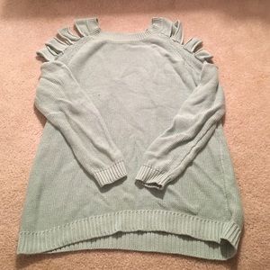 Sea foam green sweat with cut outs on shoulders