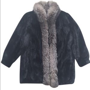 Genuine Mink & Silver Fox Fur Coat