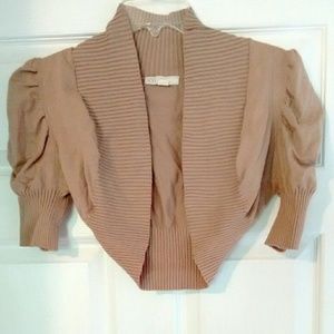 Tan Shrug with Puff Sleeves
