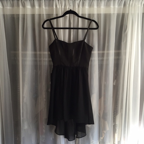 High low hem woven black dress