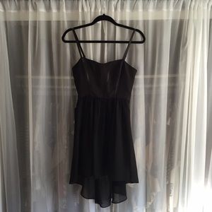High low hem woven black dress