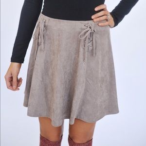 Taupe suede skirt