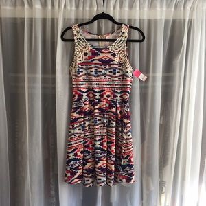Multi-colored polyester summer dress