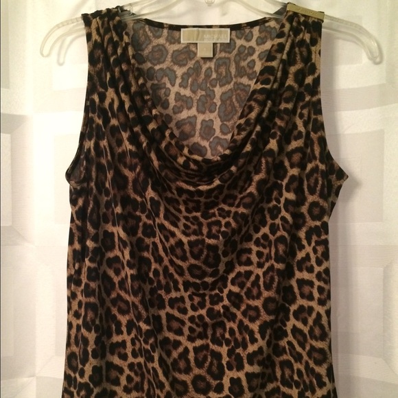 Michael Kors leopard sleeveless cowl neck top