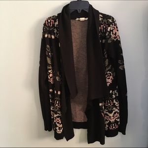 Black & floral design Drapey Cardigan