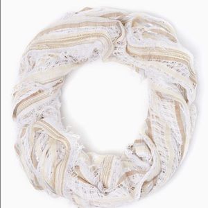 Metallic fringe infinity scarf