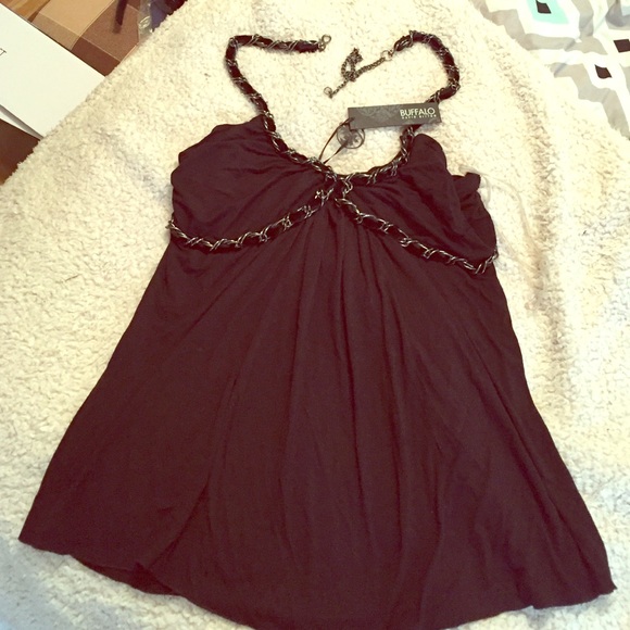 Black halter with silver chain strap