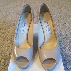 FLASH SALE: Jimmy Choo patent leather nude pumps