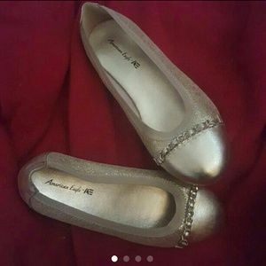 Girls gold flats worn a few hours