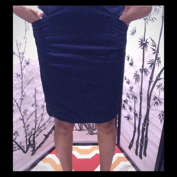 Navy blue midi skirt
