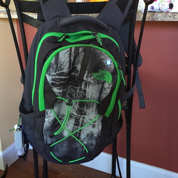 Green/Grey North Face Backpack