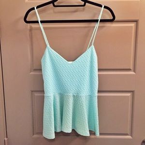Light Blue Peplum Tank Top